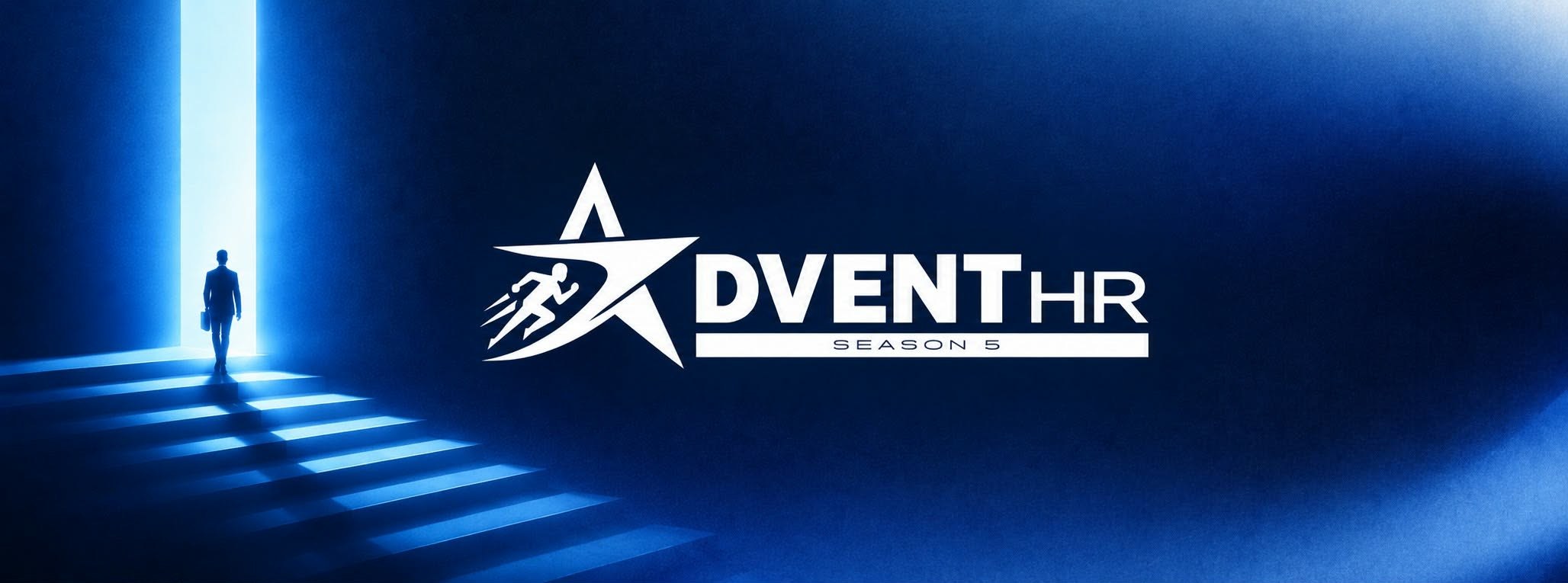 AdventHR Season 5 banner: a figure walking toward a light